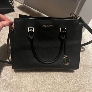 Michael Kors Black Handbag with Gold Accents!